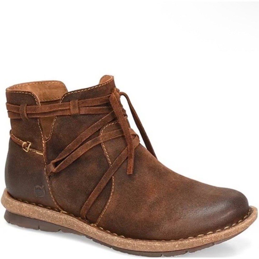 Born Tarkiln Boots Women's Size 6 Zip Ankle Booties Distressed Suede Leather